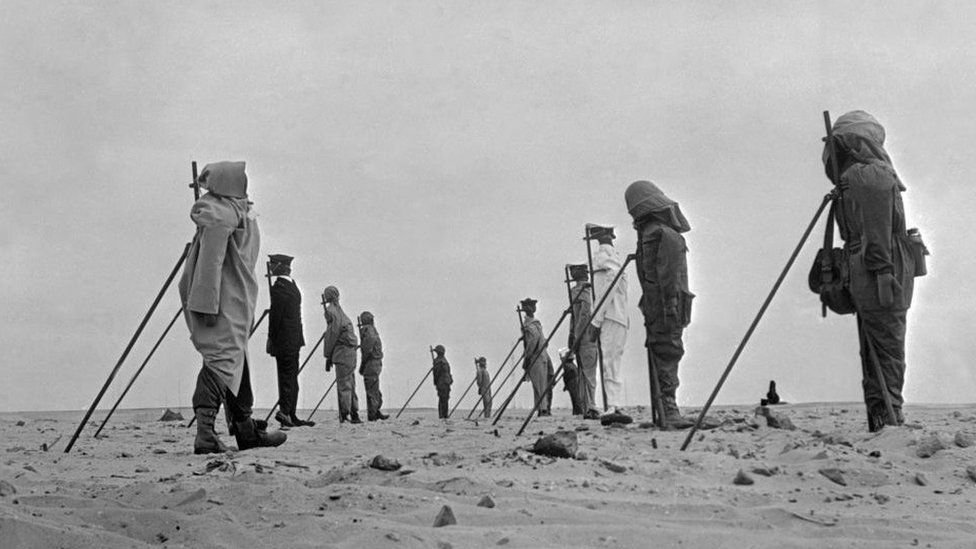 The French used dummies at the nuclear test site near Reggane seen in this picture from December 1960