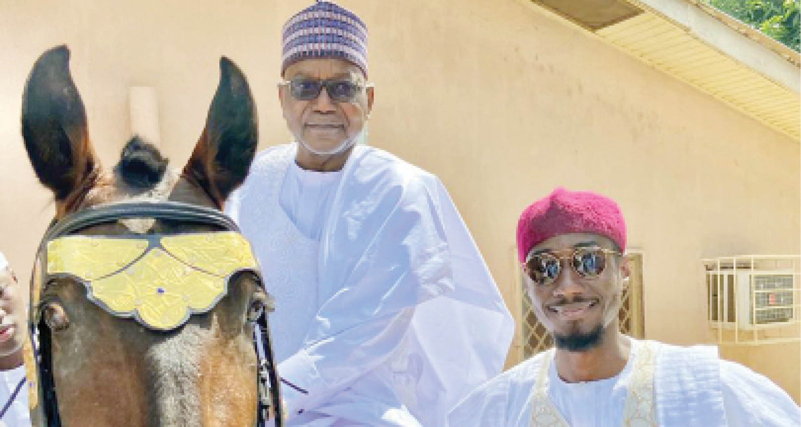 Justice Adamu Bello mounting the horse