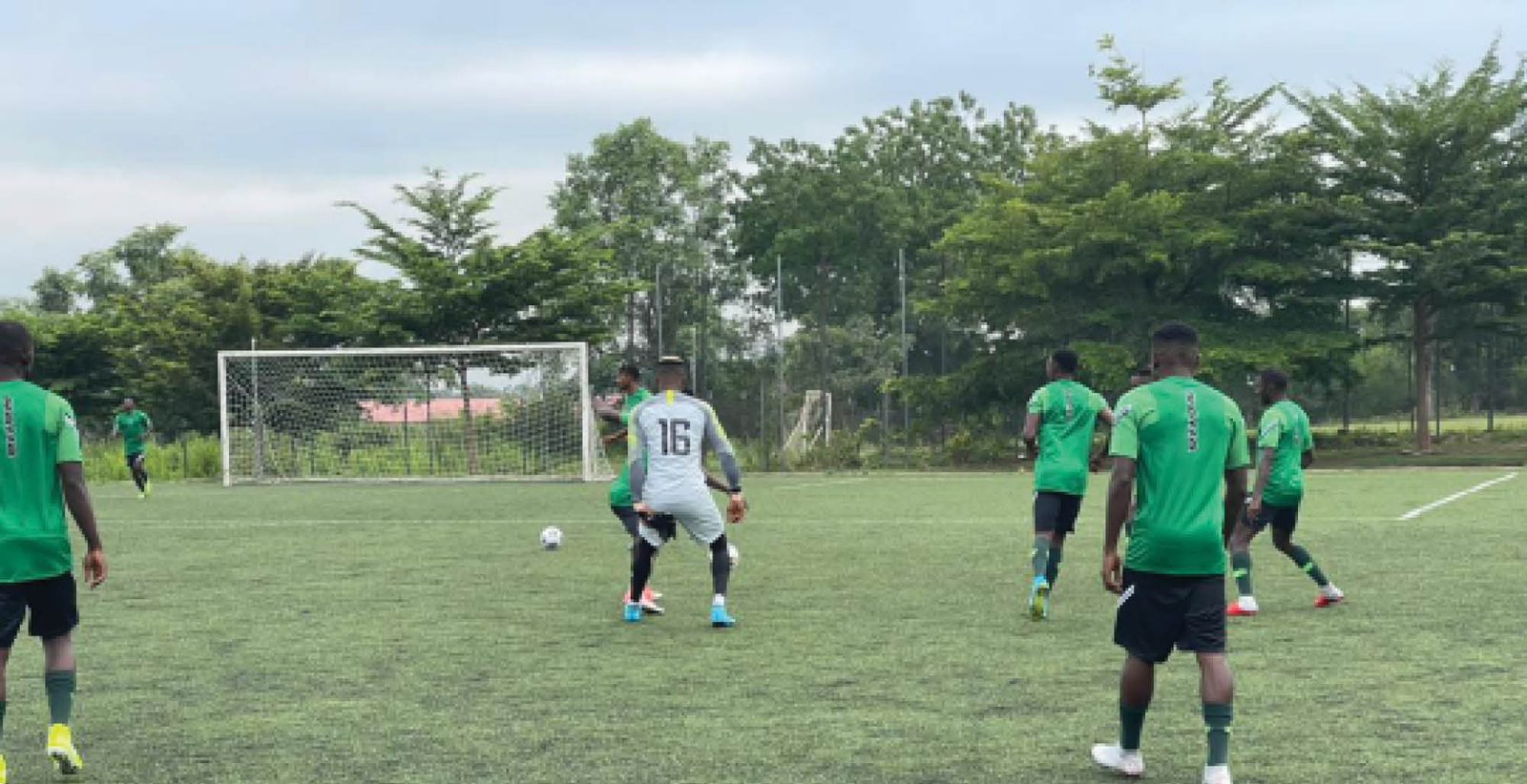 Super Eagles training in Abuja yesterday