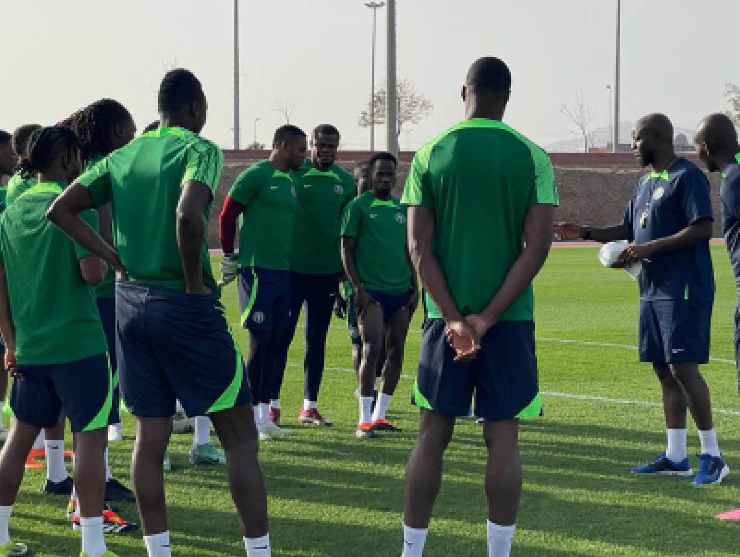 Super Eagles players training on Tuesday ahead of the friendly today.