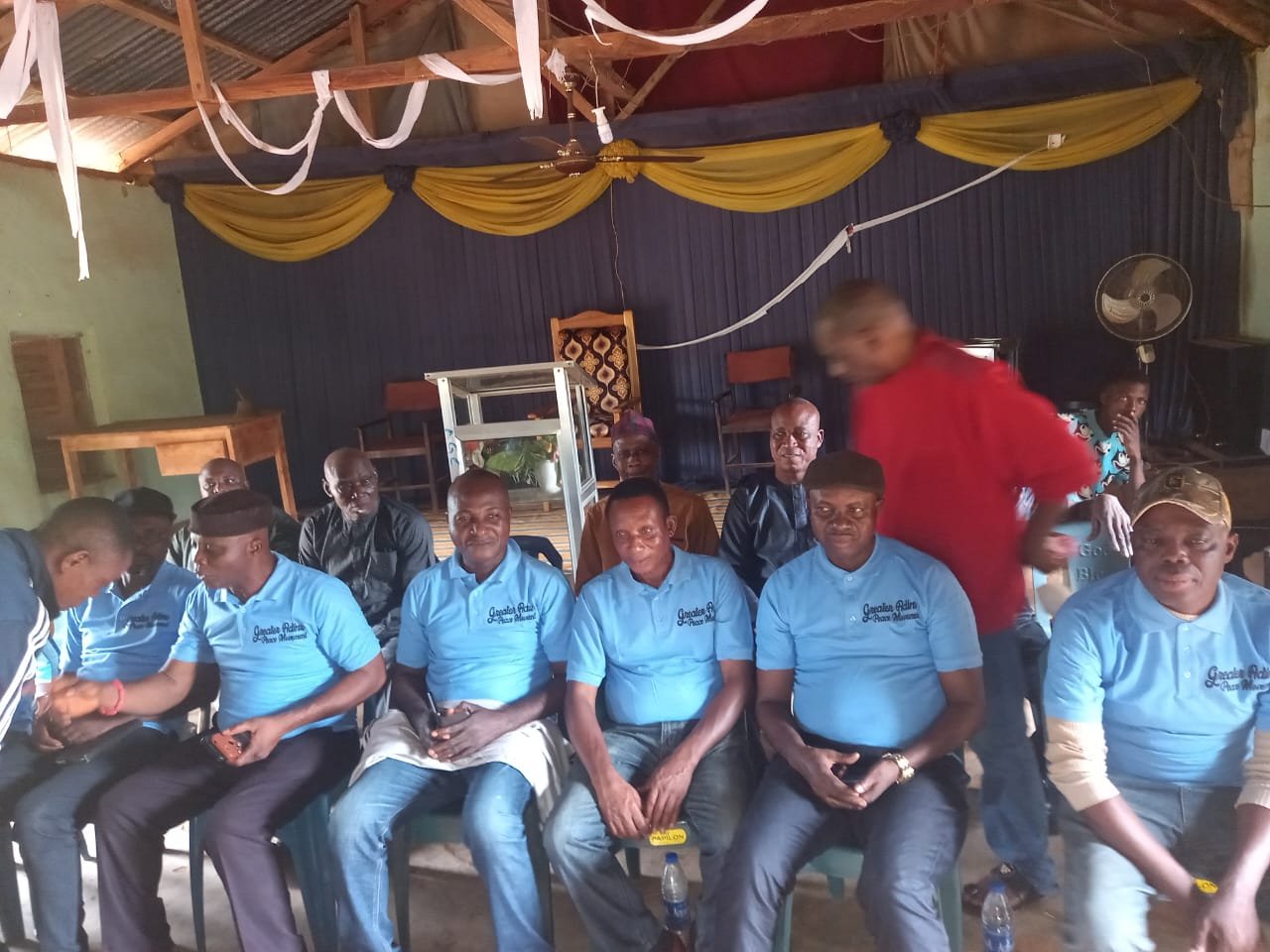 Some members of delegation of the Greater Adinu Peace Movement seated for the commencement of deliberations at Ohuhu-Owo Community during a peace advocacy visit on Saturday