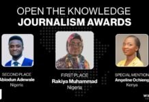 2 Nigerian journalists, one Kenyan bag ‘Open the Knowledge Journalism Awards’