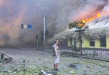 Large-scale Russian attack on Ukraine leaves four dead and dozens injured
