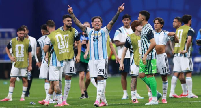 Argentina players celebrating their victory